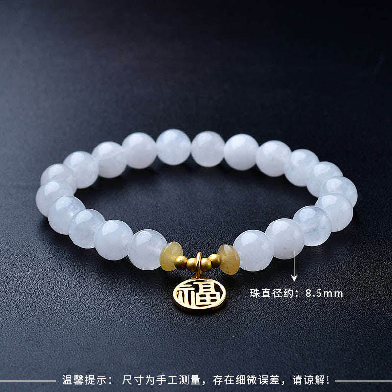 White Chalcedony Fortune Bracelet(Featured Series)