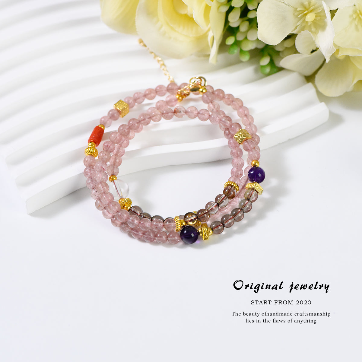 Strawberry crystal bracelet clavicle chain dual use (light luxury series)