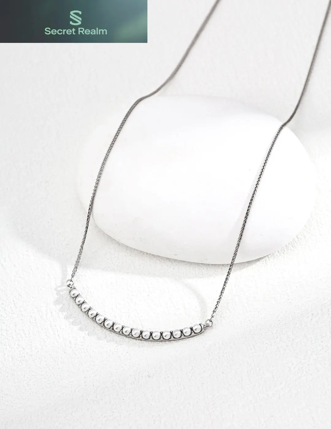 S925 Silver Simple Pearl Necklace Secret Realm