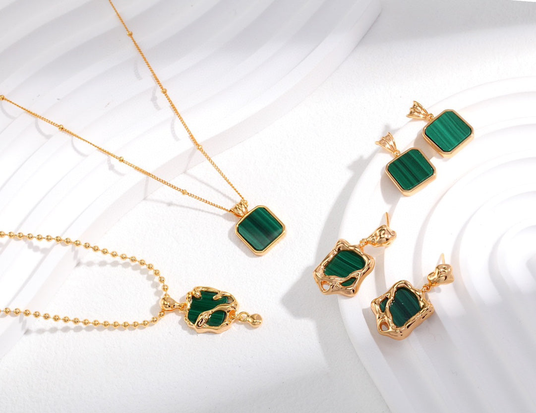 Sterling silver malachite earrings