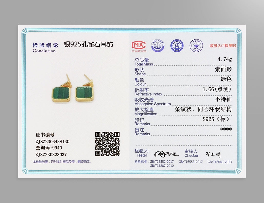 Sterling silver malachite earrings