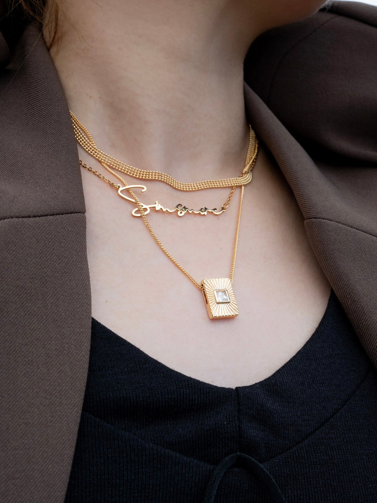 925 silver with 18K gold plating, custom lettering necklace (packaging not included!!)