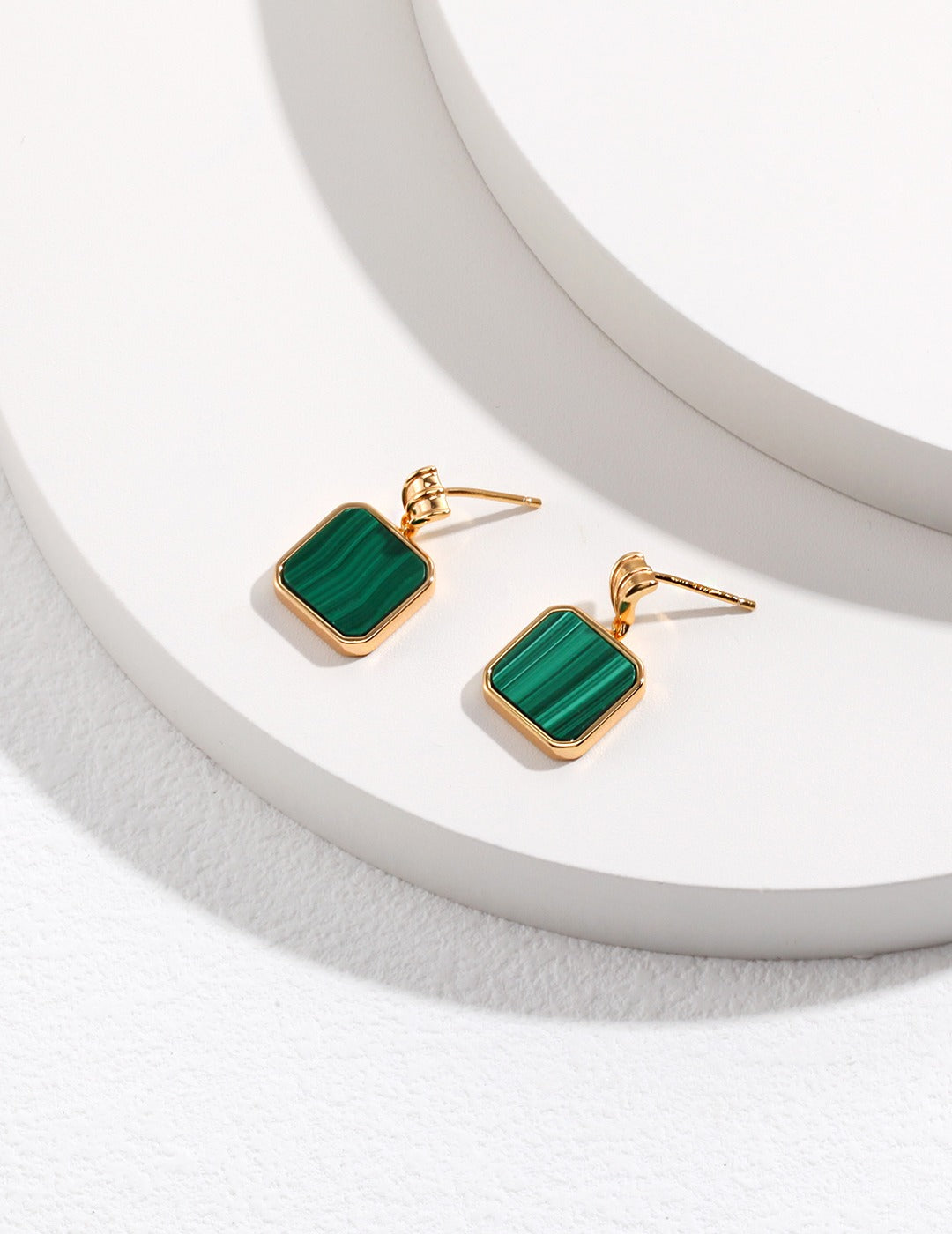 Sterling silver malachite earrings