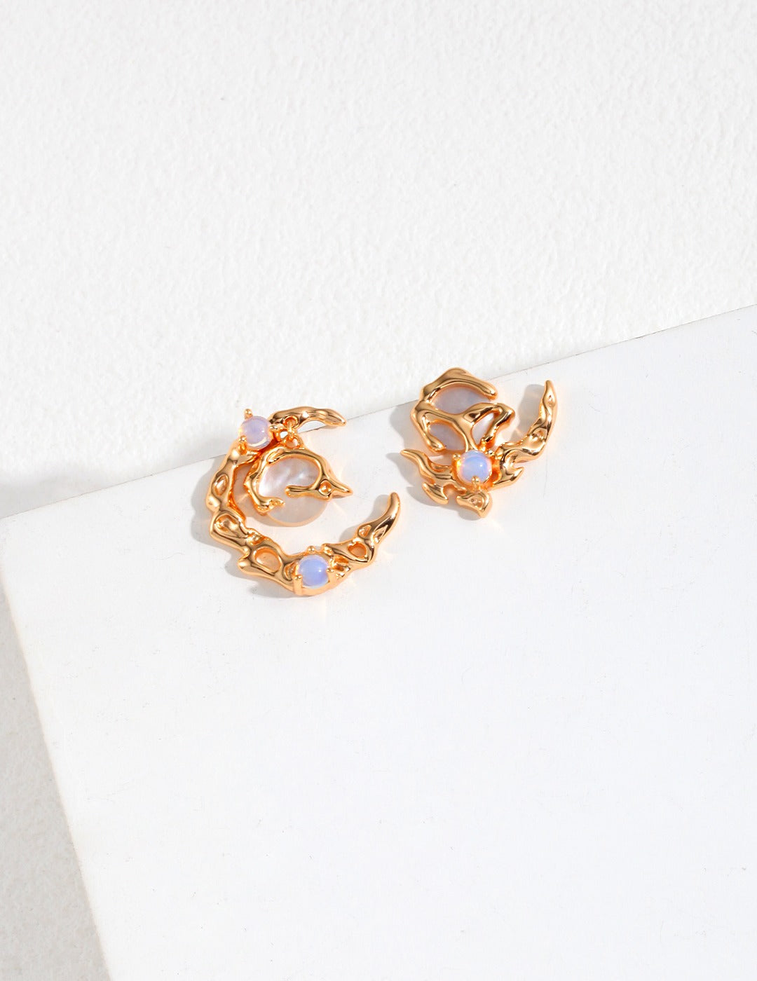 Moonlight Collection Sterling Silver Asymmetrical Earrings