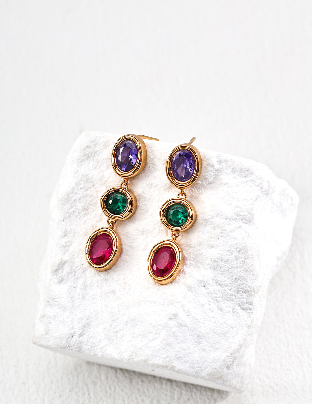 S925 silver fashionable colorful zircon earrings