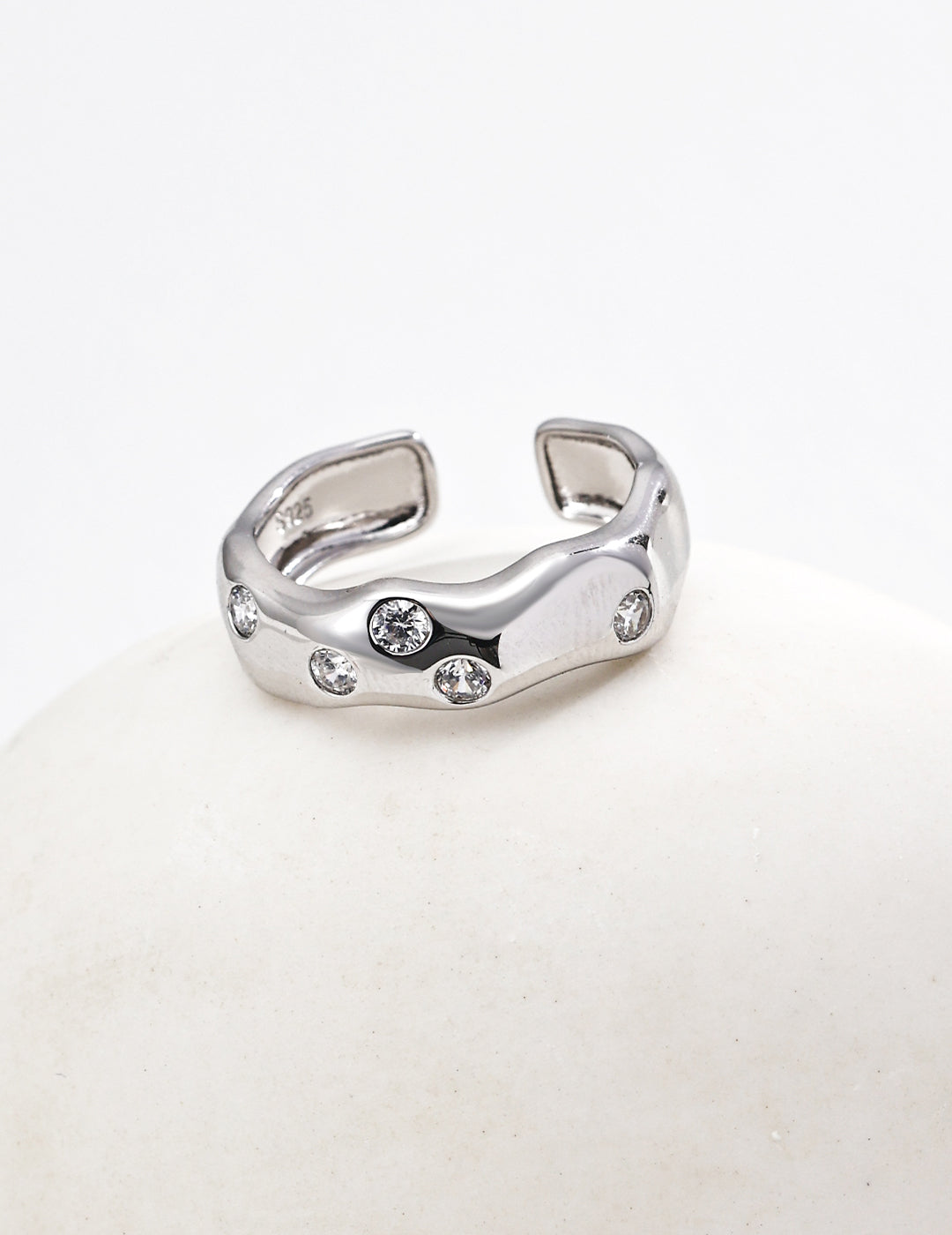 S925 silver simple zircon ring