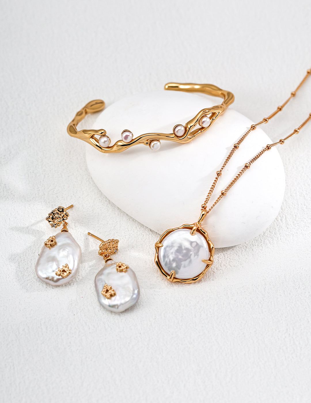 S925 silver vintage natural pearl zircon earrings