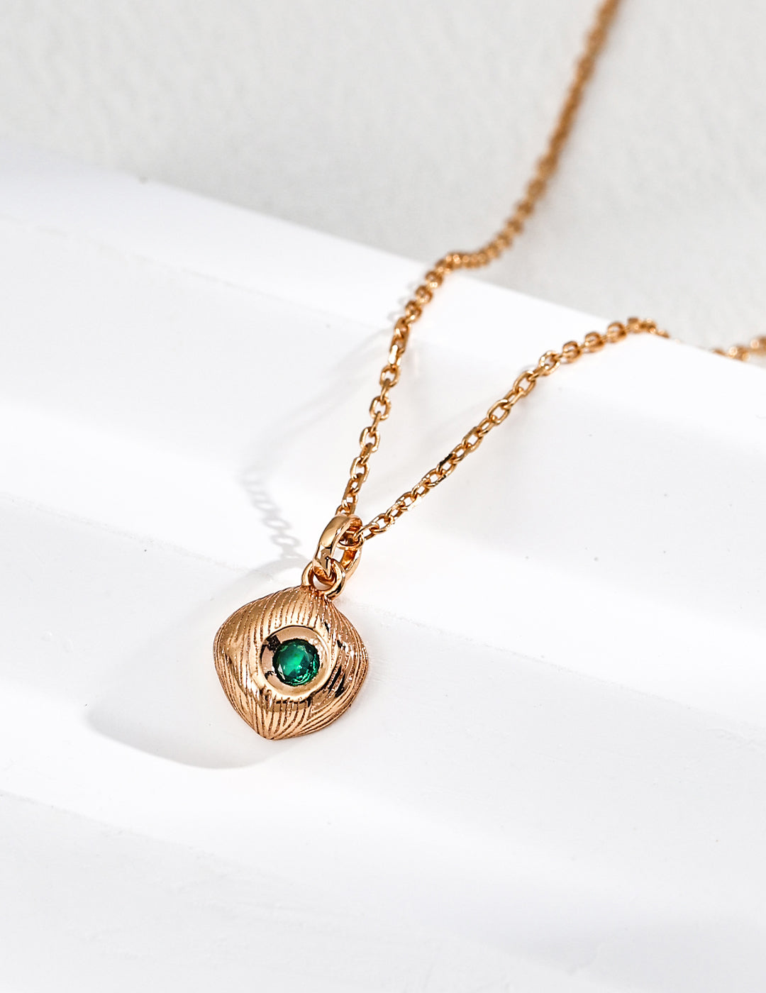 S925 silver vintage frosted green zircon pendant necklace
