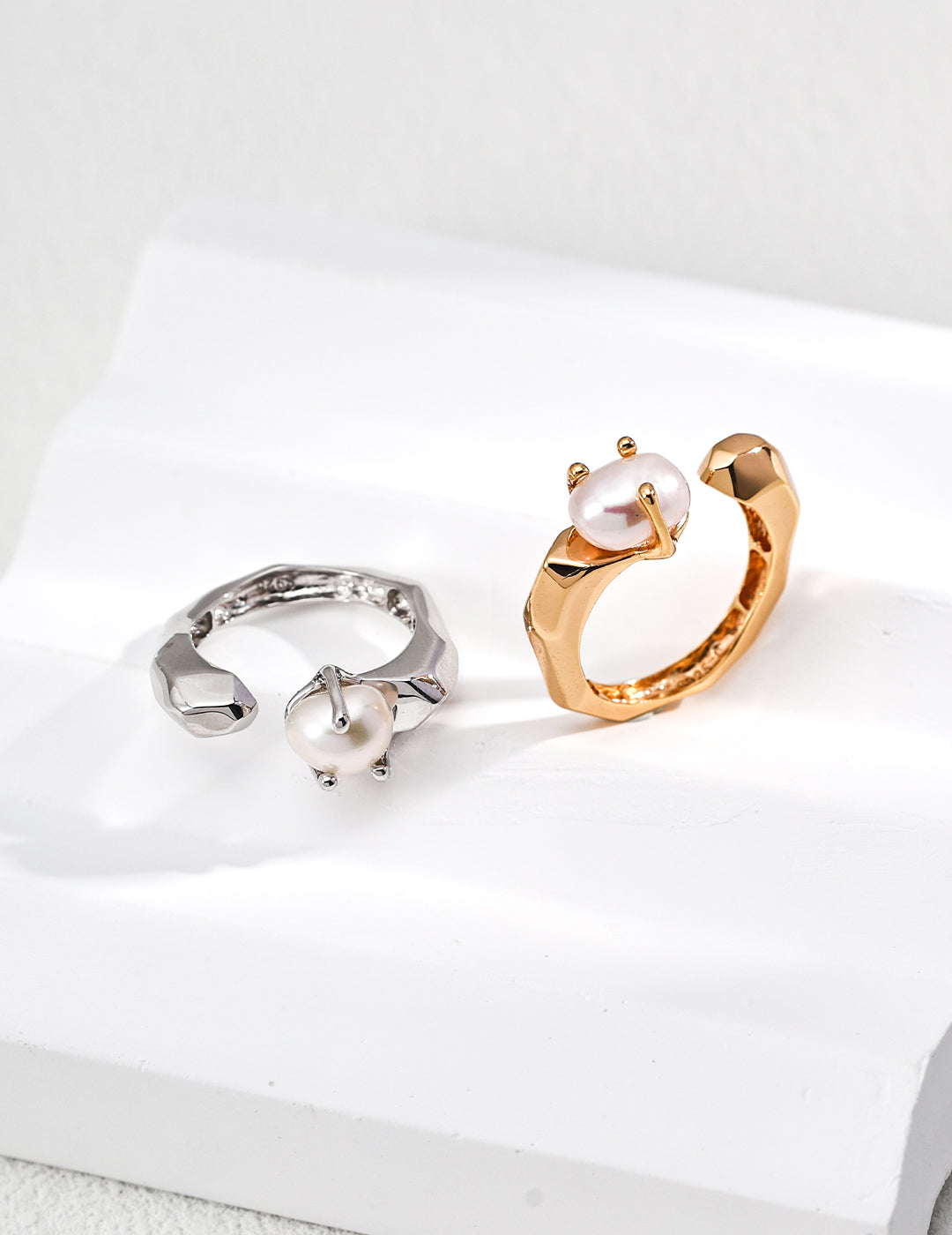 S925 silver simple natural pearl ring