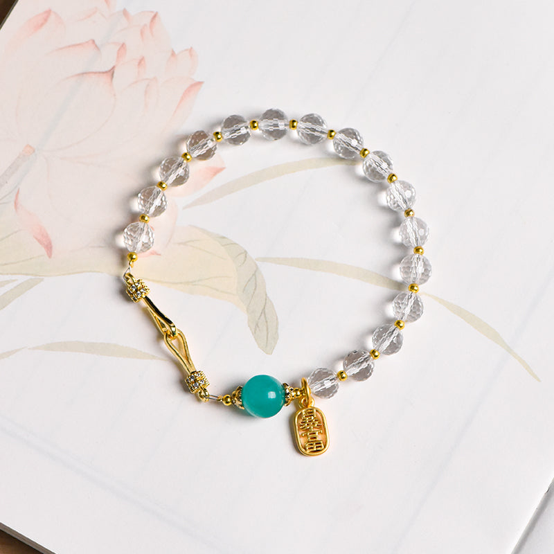 White crystal faceted bracelet (light luxury series)