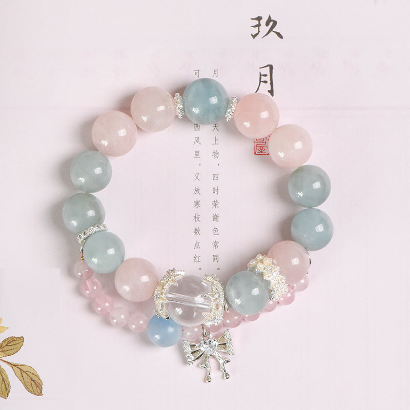 Pink Crystal Aquamarine Lucky Bracelet（Featured Series）