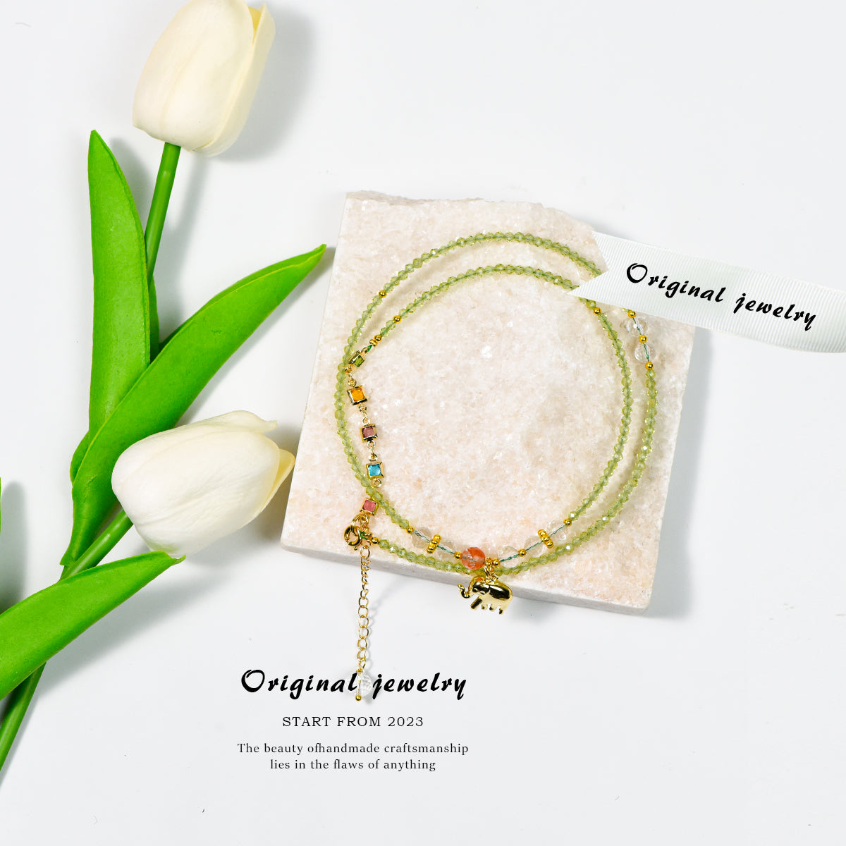Peridot faceted bracelet clavicle chain (light luxury series)
