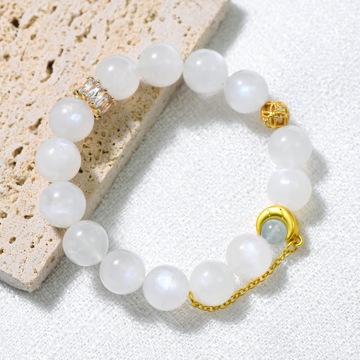 Moonstone Bracelet Moon Over the Sea (Light Luxury Series)