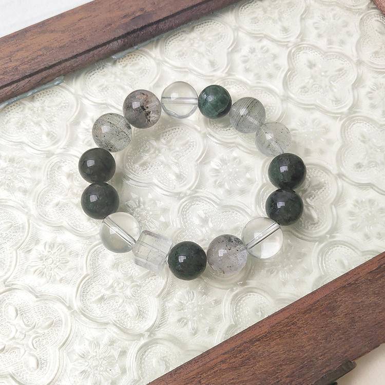 Green Phantom, Green Rutilated Quartz, Green Dragon Crystal Bracelet (Featured Series)