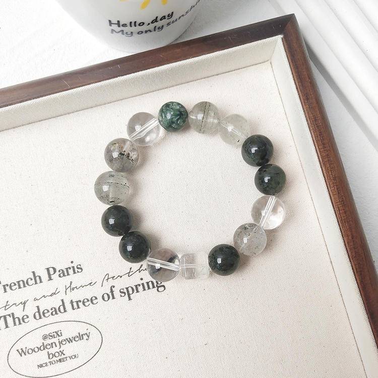 Green Phantom, Green Rutilated Quartz, Green Dragon Crystal Bracelet (Featured Series)