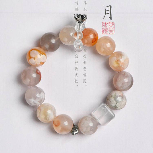 Cherry Blossom Agate Snowflake Ghost Bracelet (Featured Series)