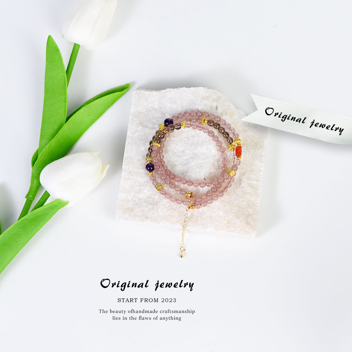 Strawberry crystal bracelet clavicle chain dual use (light luxury series)