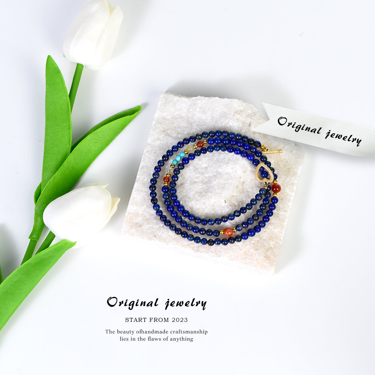 Lapis Lazuli Bracelet and Clavicle Chain (Light Luxury Series)