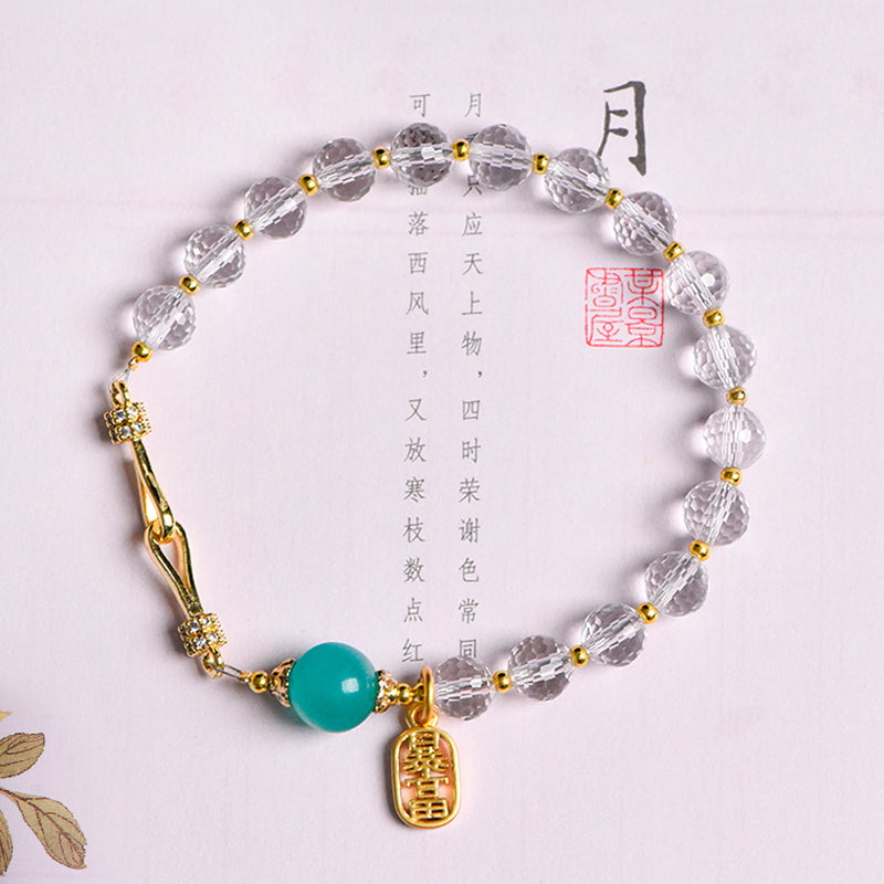 White crystal faceted bracelet (light luxury series)