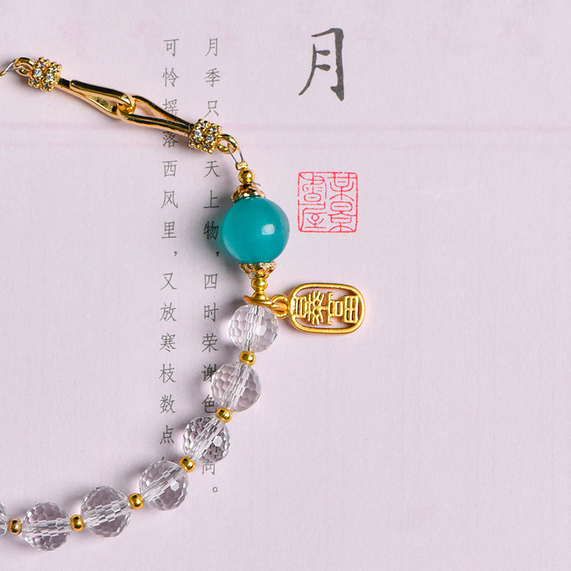 White crystal faceted bracelet (light luxury series)