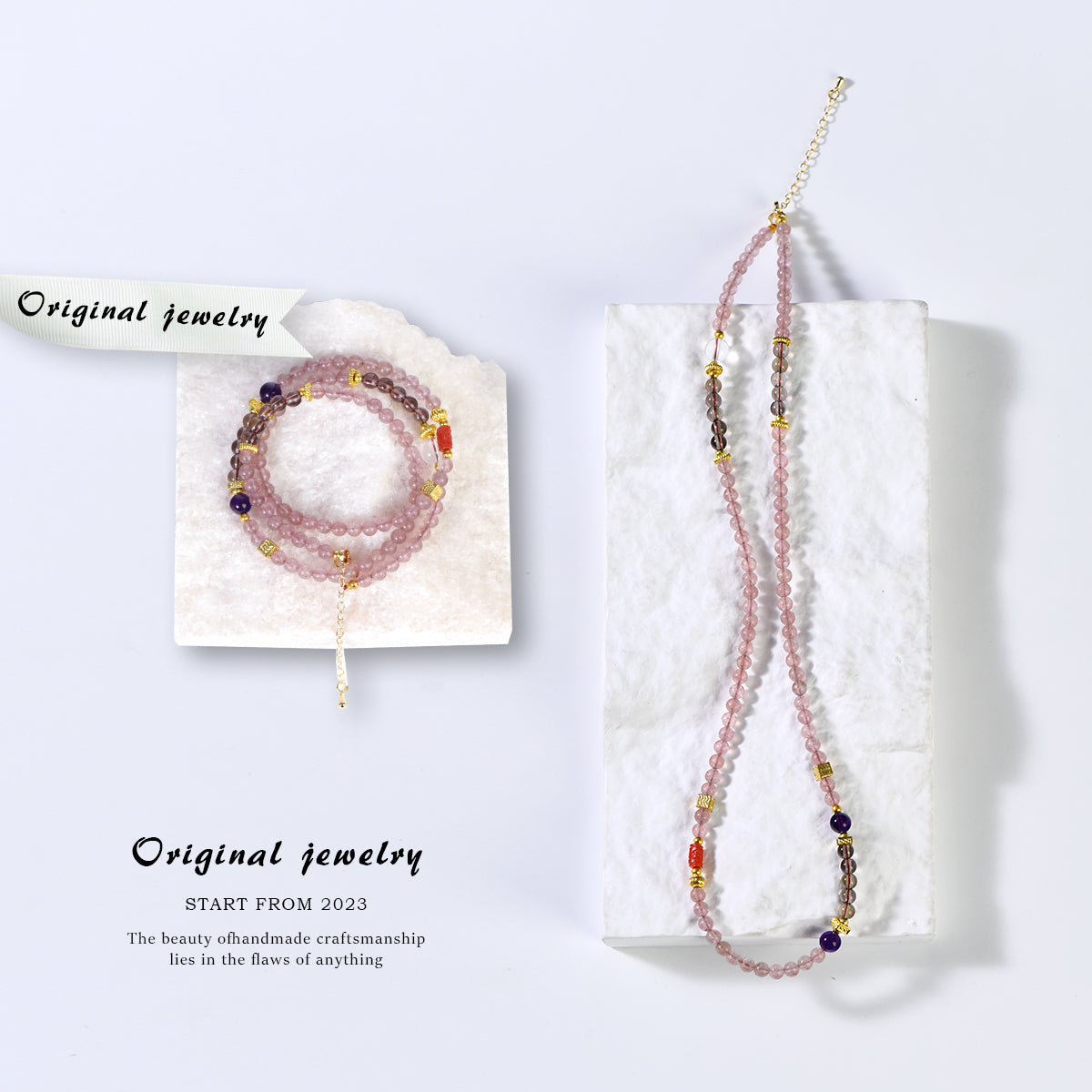 Strawberry crystal bracelet clavicle chain dual use (light luxury series)