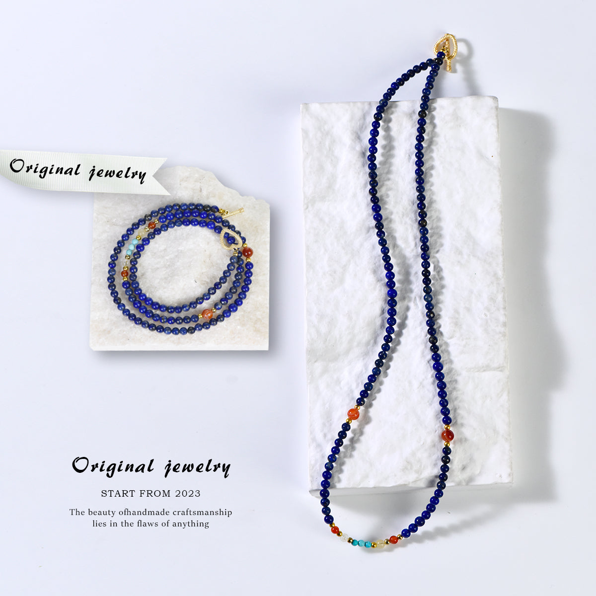 Lapis Lazuli Bracelet and Clavicle Chain (Light Luxury Series)