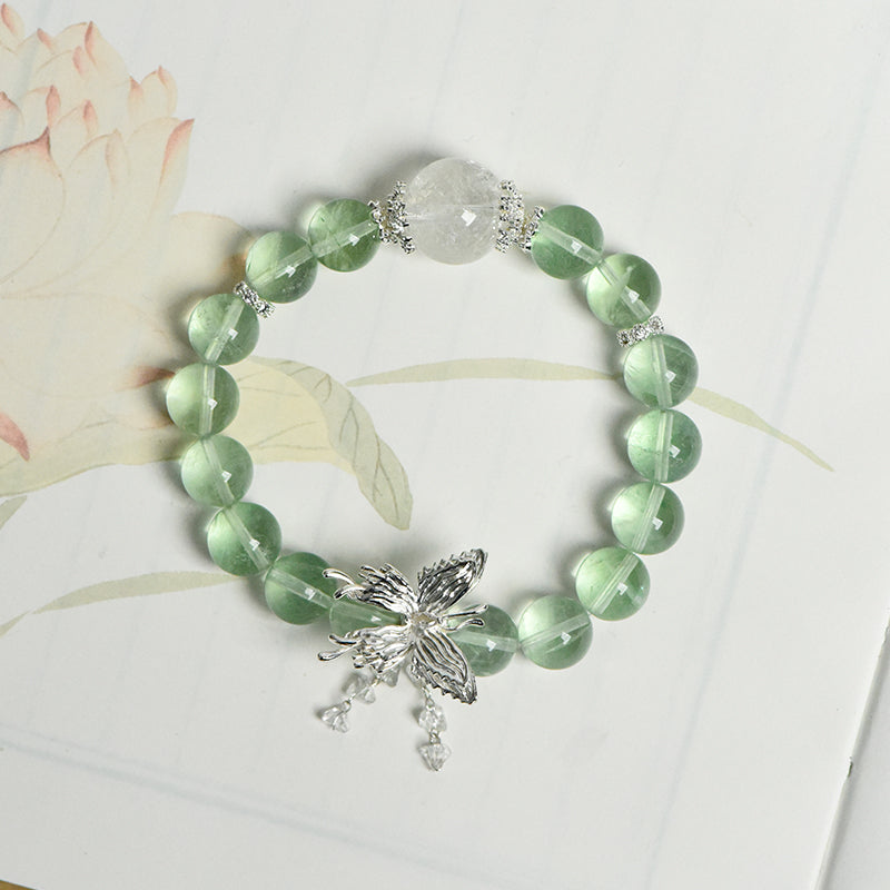 Green Fluorite Butterfly Single Loop Bracelet (Featured Series)