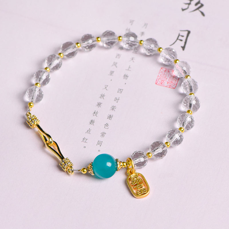 White crystal faceted bracelet (light luxury series)