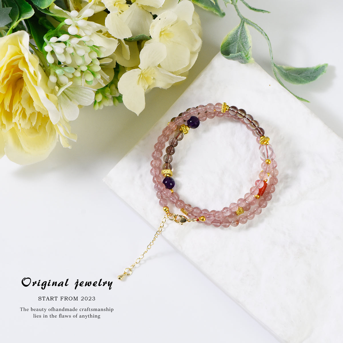 Strawberry crystal bracelet clavicle chain dual use (light luxury series)
