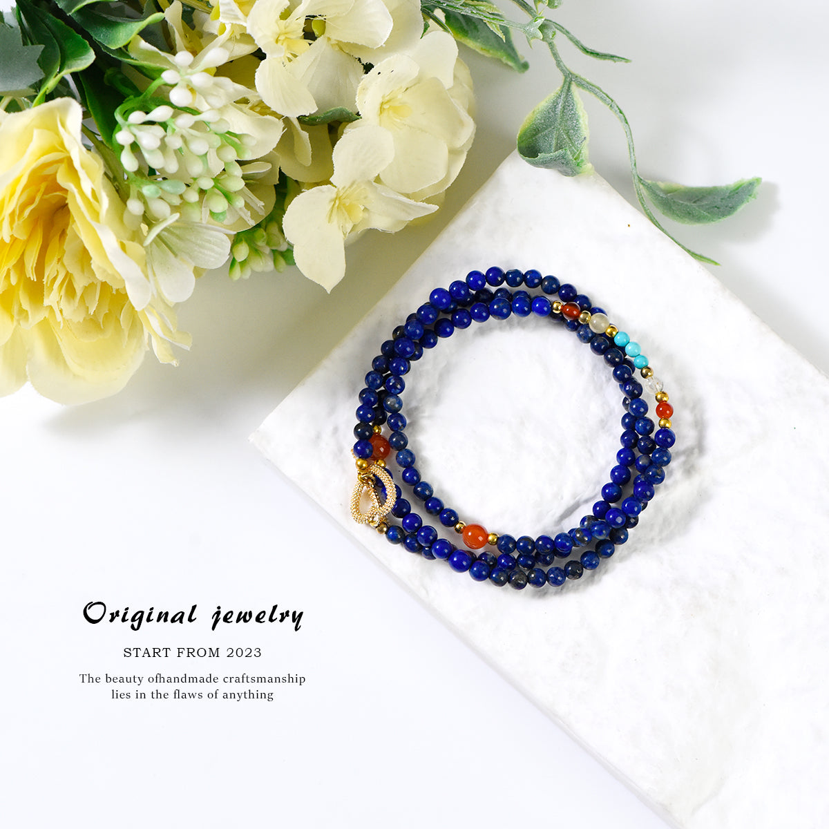 Lapis Lazuli Bracelet and Clavicle Chain (Light Luxury Series)