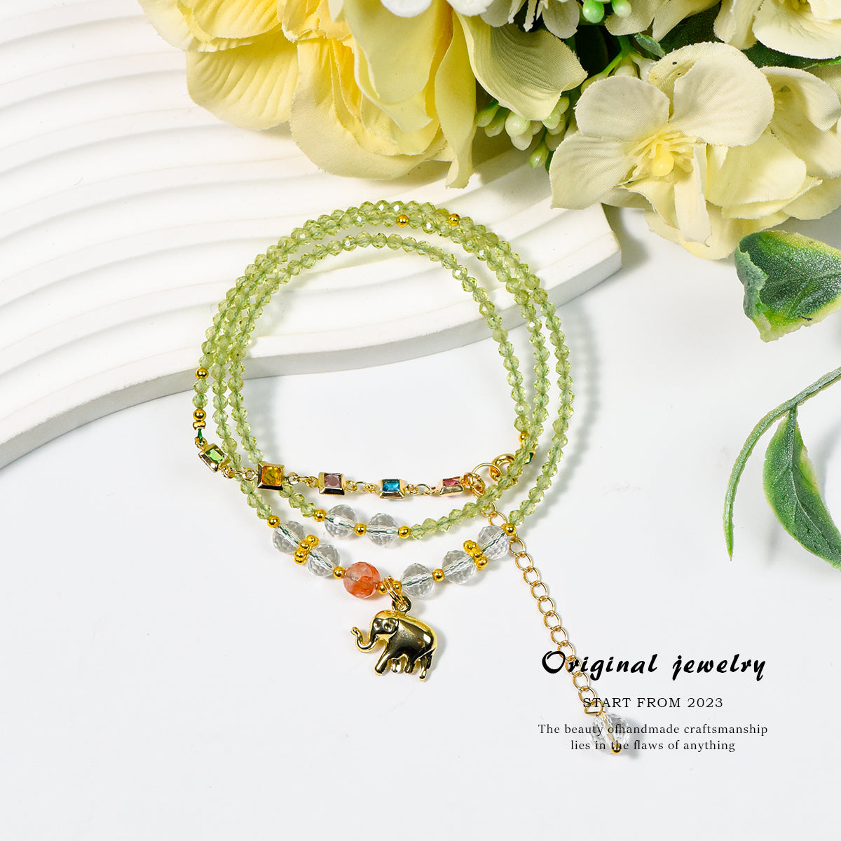 Peridot faceted bracelet clavicle chain (light luxury series)