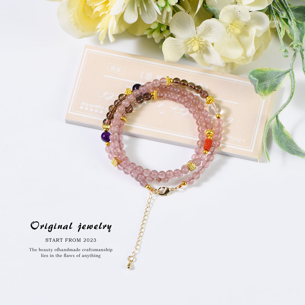 Strawberry crystal bracelet clavicle chain dual use (light luxury series)