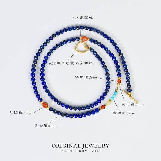 Lapis Lazuli Bracelet and Clavicle Chain (Light Luxury Series)