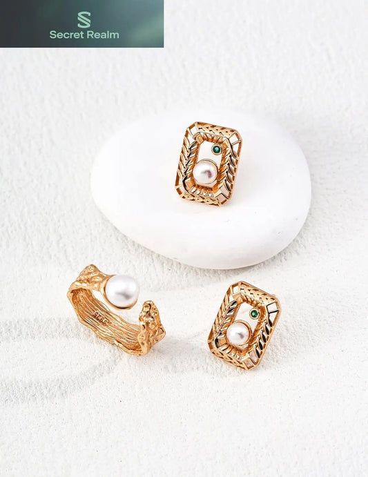 925 Silver Pearl Earrings for Women - Retro Luxury Design - Secret Realm