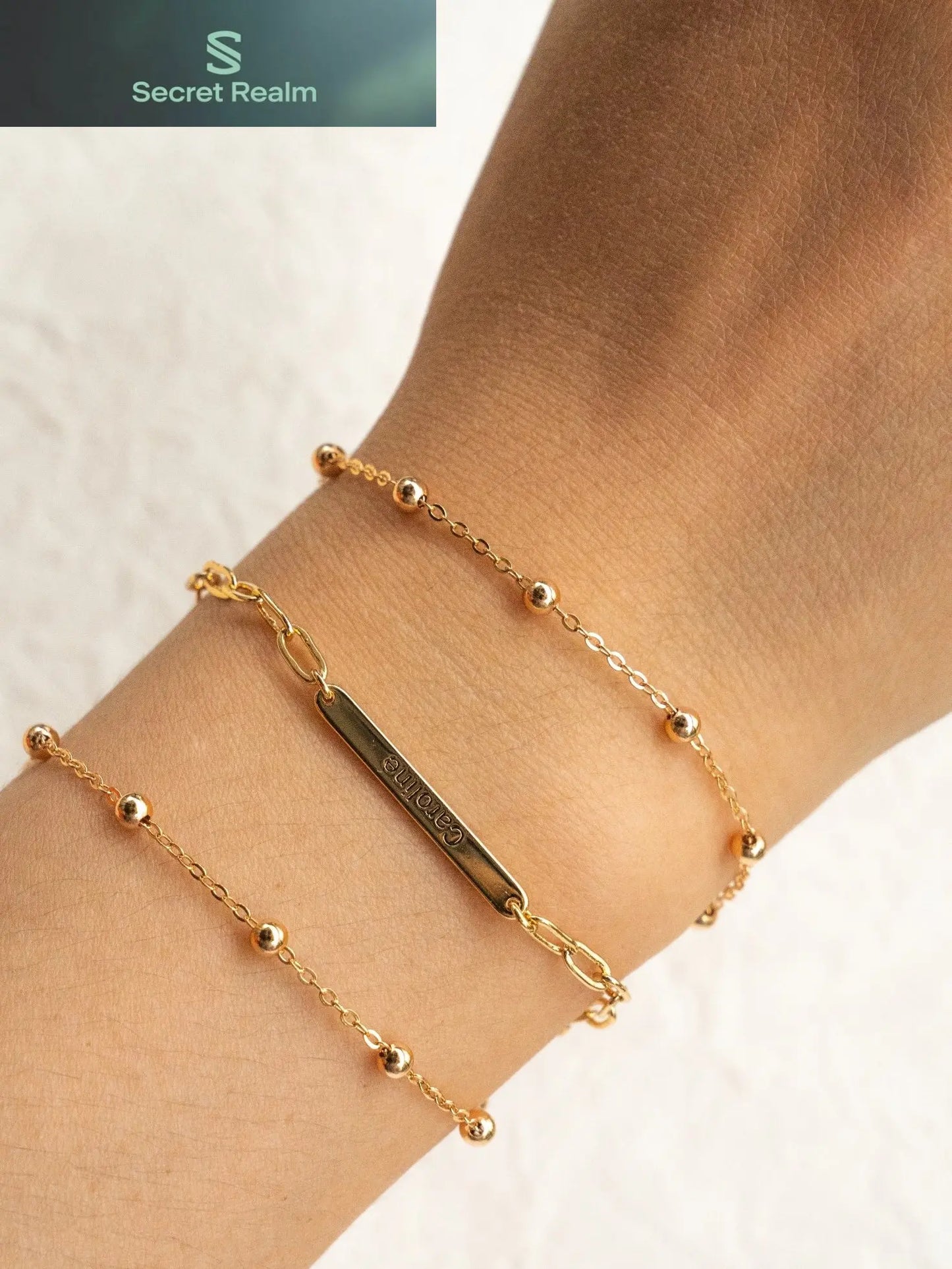 925 silver with 18K gold plating and custom lettering bracelet (packaging not included!!) Secret Realm
