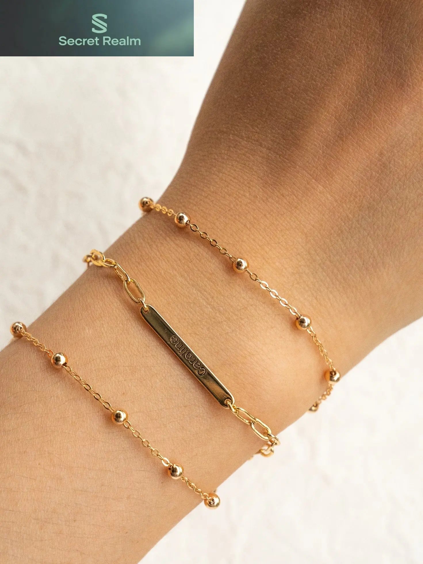 925 silver with 18K gold plating and custom lettering bracelet (packaging not included!!) Secret Realm