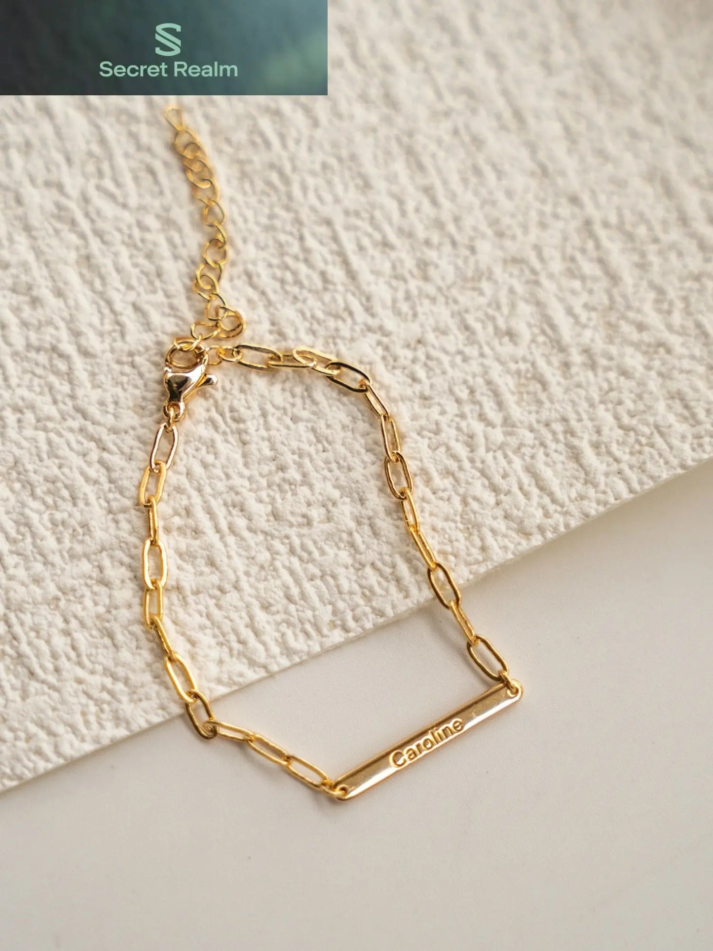 925 silver with 18K gold plating and custom lettering bracelet (packaging not included!!) Secret Realm