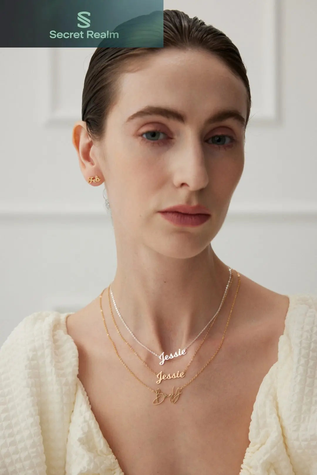 925 silver with 18K gold plating, custom lettering necklace (packaging not included!!) Secret Realm
