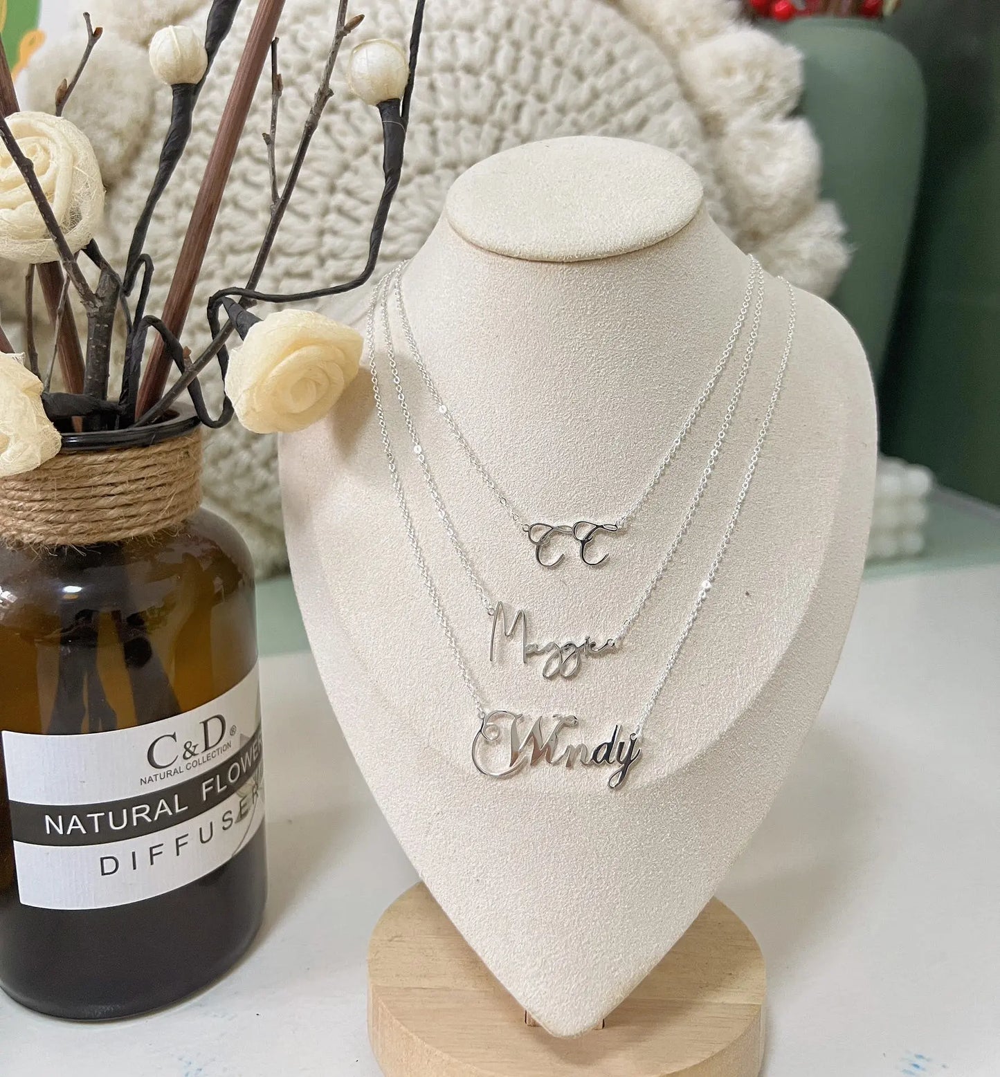 925 silver with 18K gold plating, custom lettering necklace (packaging not included!!) Secret Realm