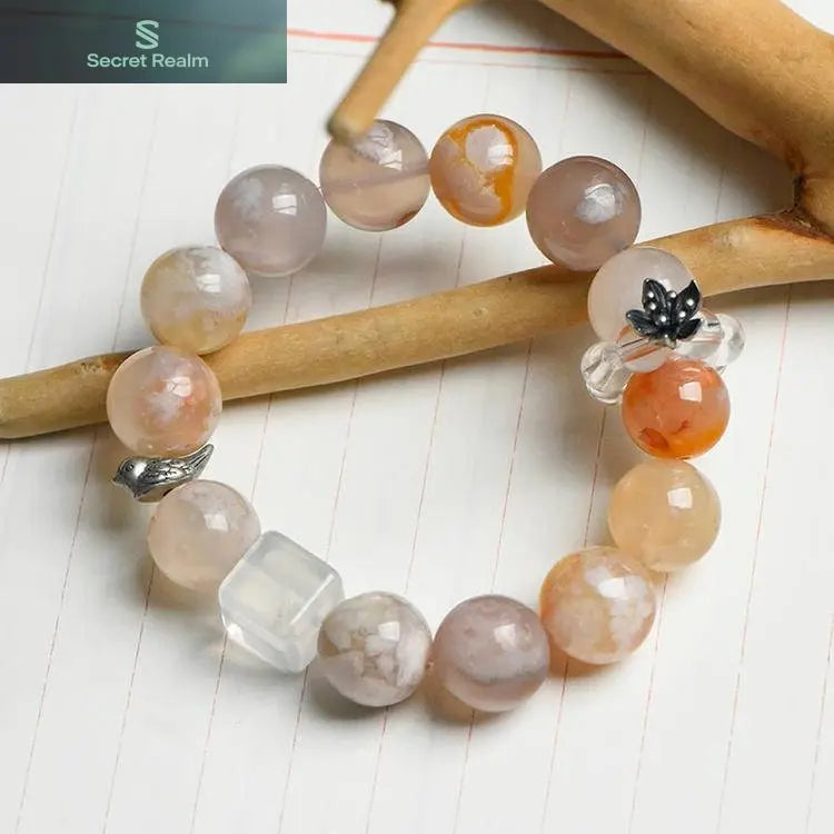 Cherry Blossom Agate Snowflake Ghost Bracelet (Featured Series) My Store