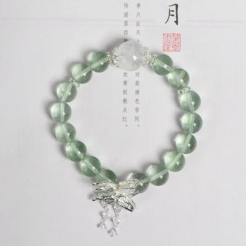 Green Fluorite Butterfly Single Loop Bracelet (Featured Series) My Store