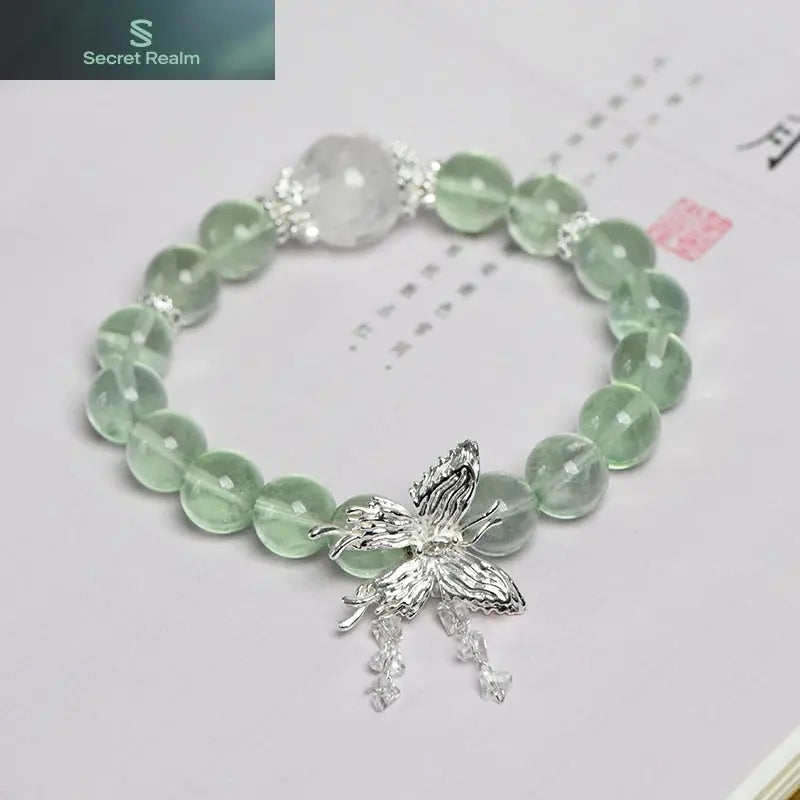 Green Fluorite Butterfly Single Loop Bracelet (Featured Series) My Store