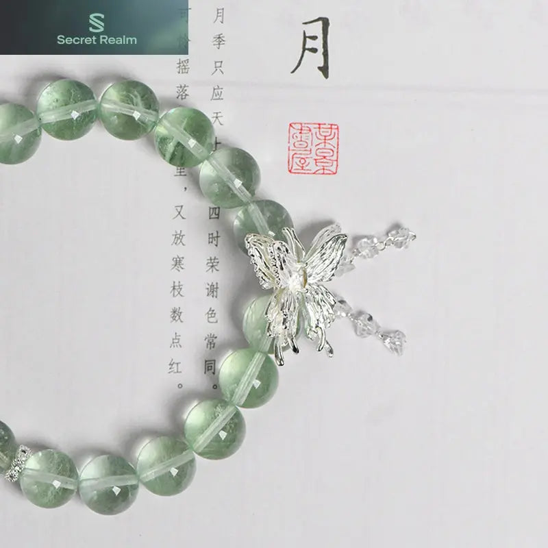 Green Fluorite Butterfly Single Loop Bracelet (Featured Series) My Store