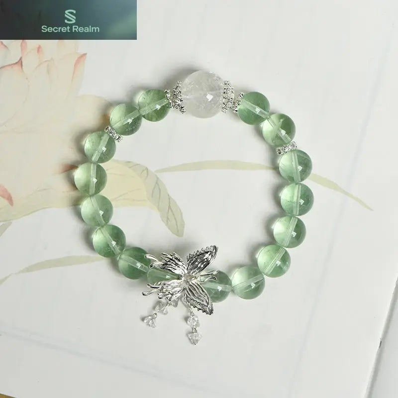 Green Fluorite Butterfly Single Loop Bracelet (Featured Series) My Store