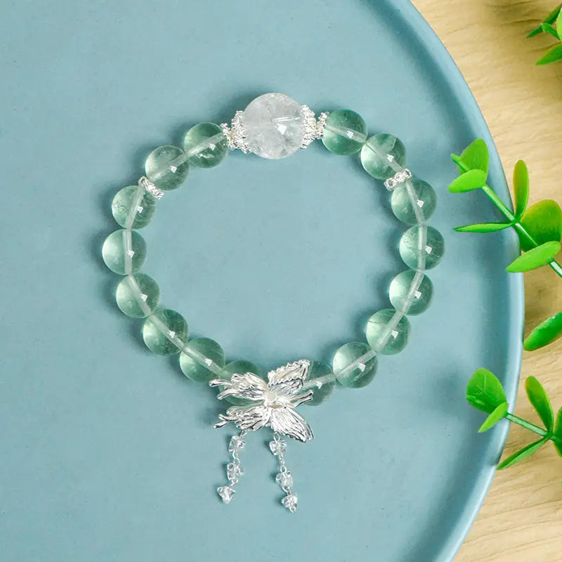 Green Fluorite Butterfly Single Loop Bracelet (Featured Series) My Store