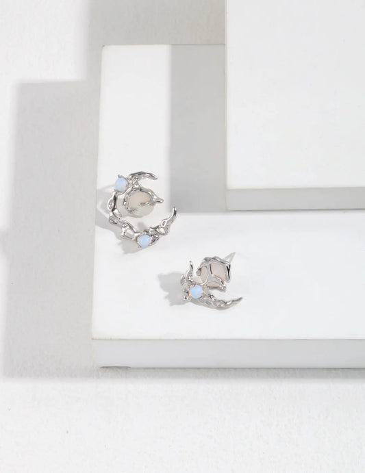 Moonlight Collection Sterling Silver Asymmetrical Earrings Secret Realm