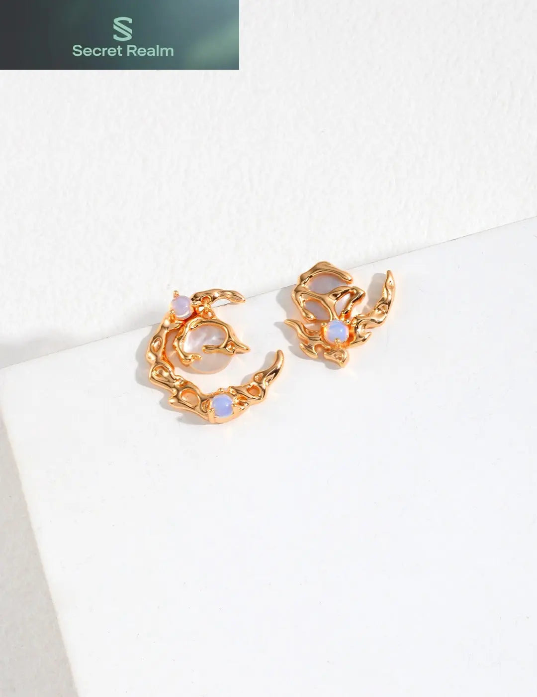 Moonlight Collection Sterling Silver Asymmetrical Earrings Secret Realm