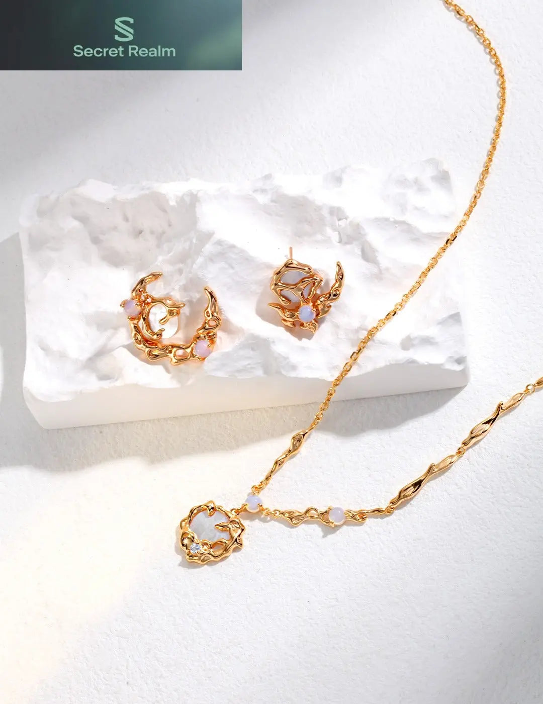 Moonlight Collection Sterling Silver Asymmetrical Earrings Secret Realm