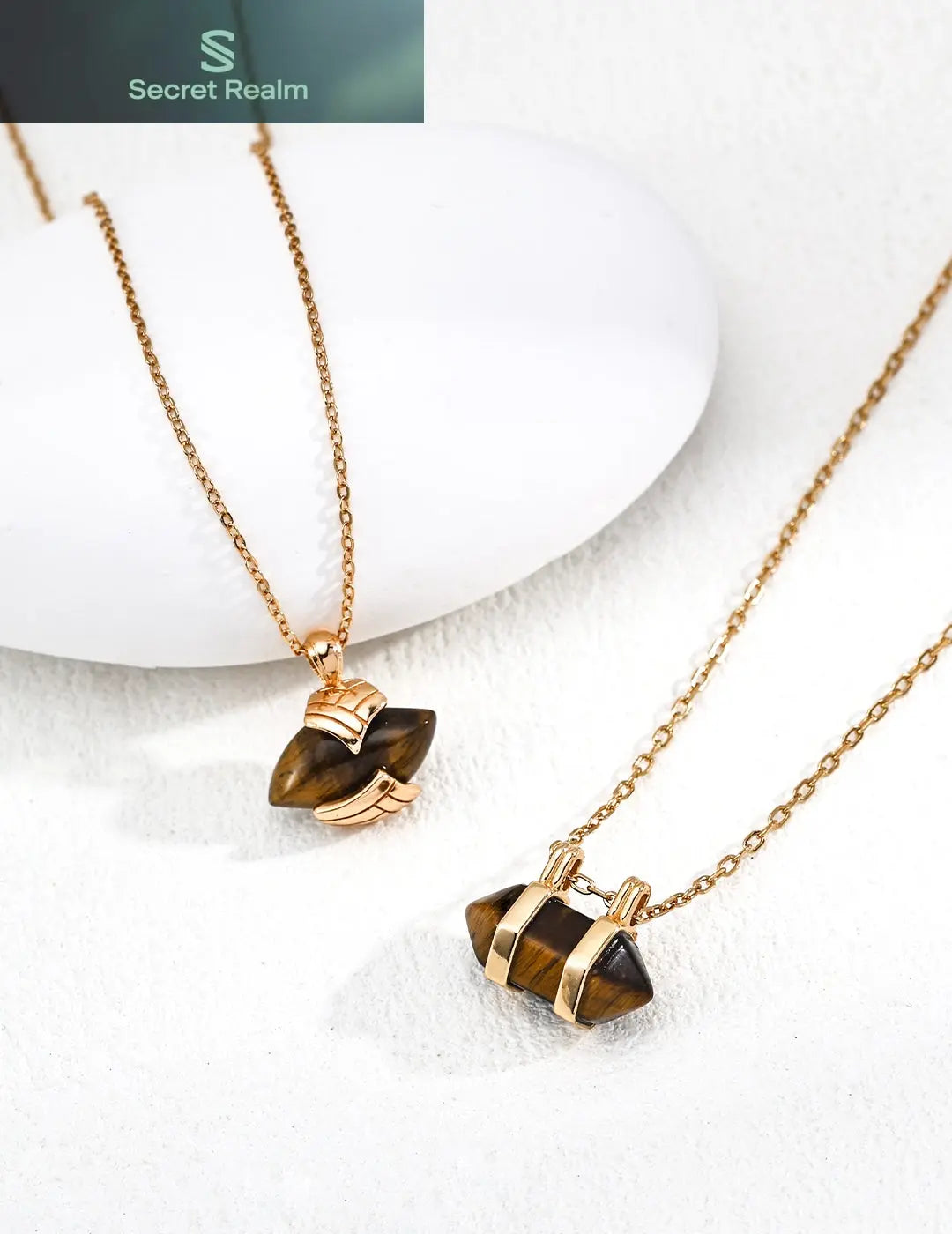 S925 Silver Fashion Vintage Tiger Eye Stone Pendant Necklace Secret Realm