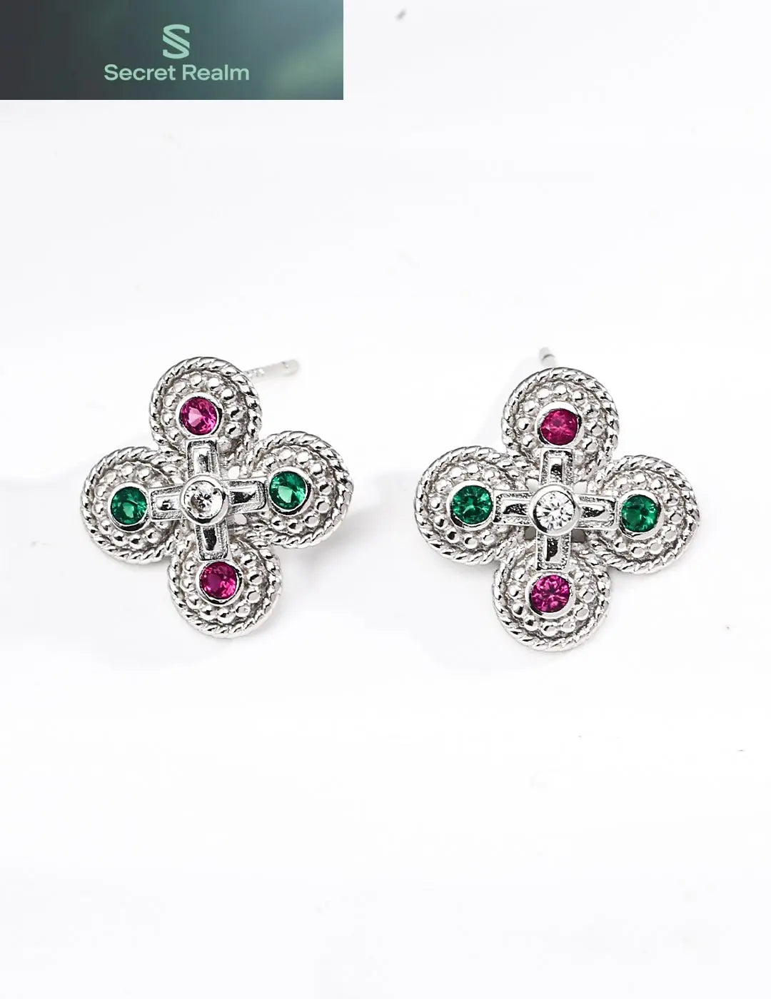 S925 Silver Fashion Vintage Zircon Earrings Secret Realm